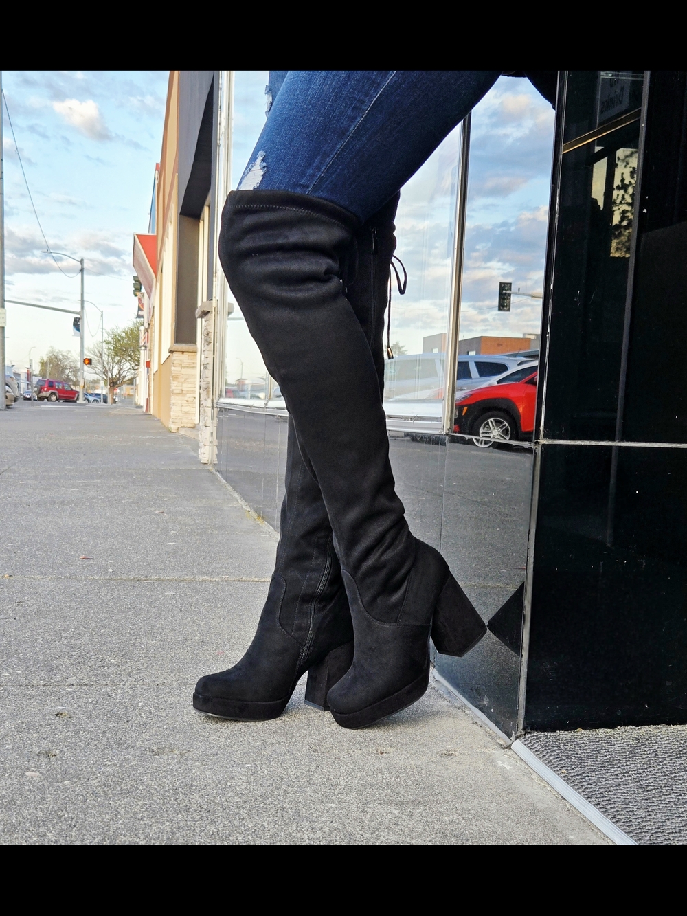 Women’s Black Over-the-Knee Block Heel Boots